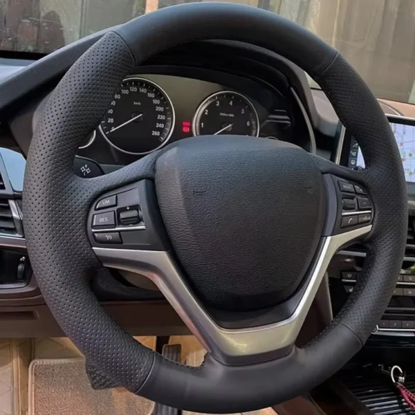 اكسسوارات السيارات لسيارات BMW X5 F15 2013 2014-2018 X6 F16 2015 -2019 اليد غرزة ستوكات الجلود جديلة غطاء عجلة توجيه سيارة - Image 2
