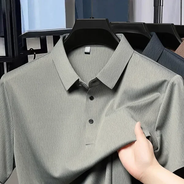 2025 New Men's Business Casual Short Sleeved Printed Polo Shirt Fashionable Breathable Comfortable and Versatile Top