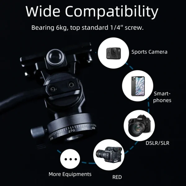 XILETU LS1 Panoramic Tripod Head Hydraulic Fluid Video Damping Head For Tripod Monopod Camera Holder Stand Mobile SLR DSLR - Image 5