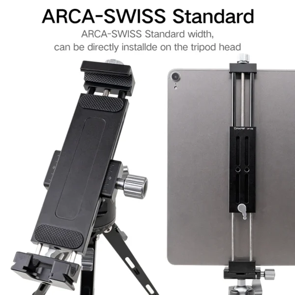 Cimapro CP-12S Universal Aluminum Tablet Tripod Mount for size 135MM-335MM iPad With 1/4 Screw Cold Shoe for Fill Light - Image 3