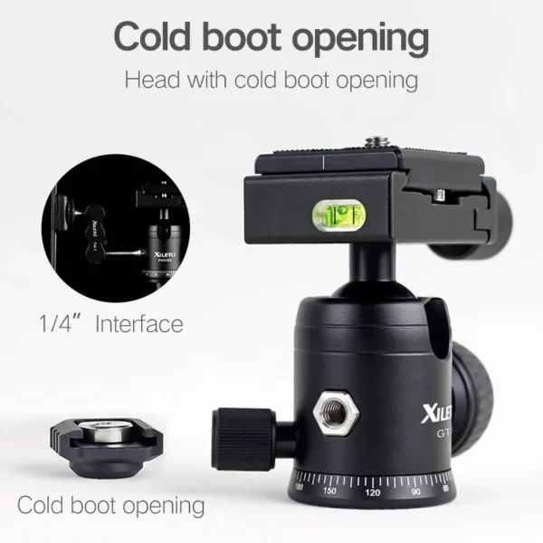 XILETU GT-0 Metal Panoramic Ball Head Photo Macro Monopod Sliding Rail Removable Cold Shoe Extension Clamp Base Tripod Universal - Image 2