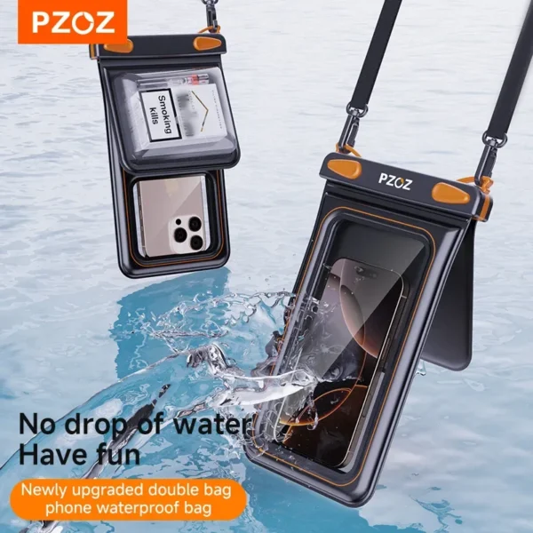 PZOZ Full View Transparent Phone Case Waterproof Phone Pouch Drift Diving Swimming Bag For Phone Water Sports Beach Pool 6 inch - Image 2