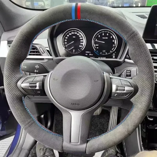 ل BMW M الرياضة F10 F12 F30 F32 F34 F45 F22 F39 F15 F16 F25 F26 عجلة توجيه سيارة لينة أغطية جلد الغزال