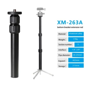XILETU Aluminum Alloy Selfie Stick Tripod Central Axis Extension Rod Photography Camera Bracket Heightening Accessories<span> - </span>XM-263A