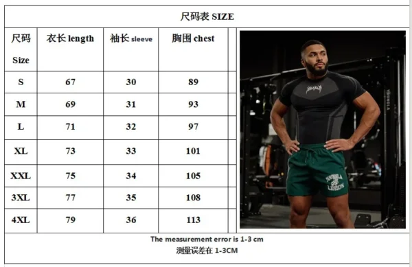 2025 YOUNG New MEN fitness clothing sports T-shirt tights men high elastic training clothing short sleeve men's fitness clothing - Image 8
