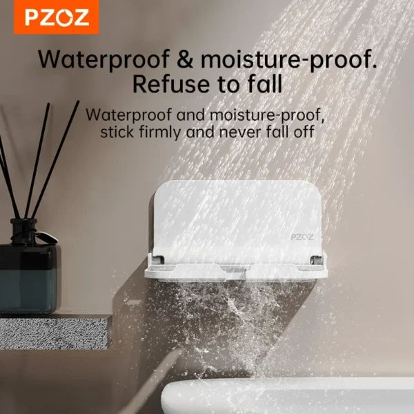 PZOZ Wall Mount Holder Charger Hook Hanging Stand Bracket Dock Mobile Phone Tablet Holder Pasted on Wall Foldable Shower Holder - Image 3