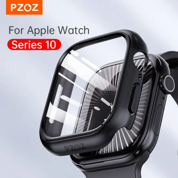 PZOZ Protective Screen Protector For Apple Watch S10 4 3 2 46mm 44mm 42mm 40mm Case Cover Full Protective Screen Protector Case