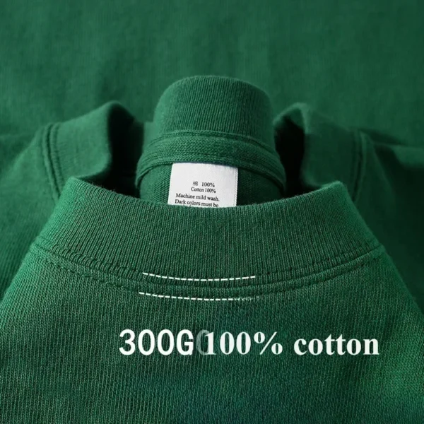 Men Clothing Summer Cotton 300grams Pure Cotton Short Sleeves T-shirt Men Casual Base Top Oversized T Shirt - Image 5