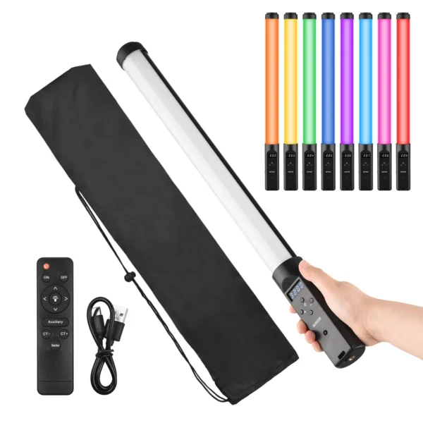 يده RGB أنبوب ضوء استوديو LED الفيديو الضوئي عصا 3200K-5500K عكس الضوء 9 تأثيرات الإضاءة مع ترايبود 50 سنتيمتر للبث المباشر