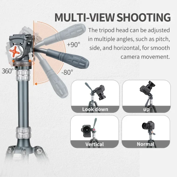 XILETU Aluminum Quick-Release Tripod with 360° Hydraulic Pan Head Perfect for DSLR & Mirrorless Cameras Outdoor Travel & Vlogs - Image 2