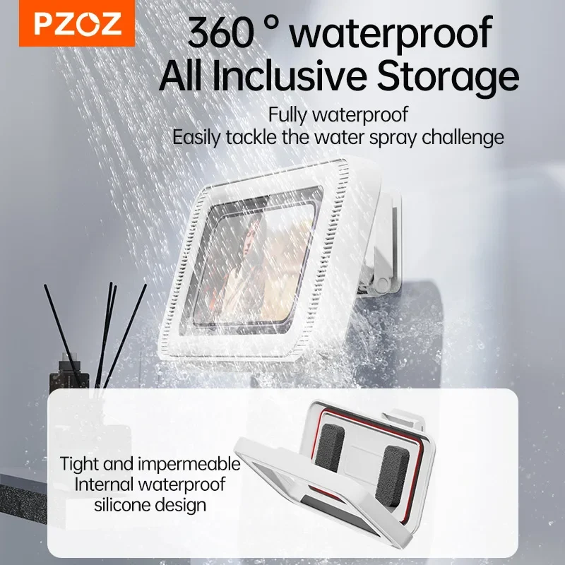 PZOZ Shower Phone Holder On Wall Holder Bracket 6 Inch Rotation Phone Holder Waterproof Storage Box Case For Mobile Phone Holder - Image 3