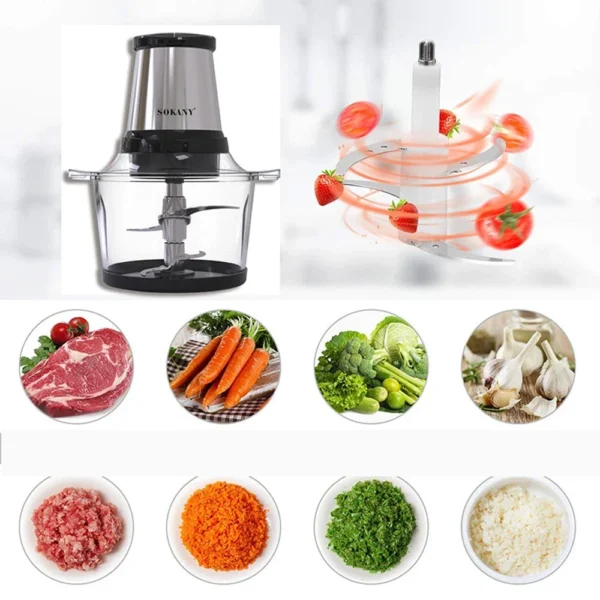 800W 3L Electric Meat Grinder Multifunction Food Processor Stainless Steel Kitchen Grinder Vegetable Chopper Slicer Machine Home - Image 2