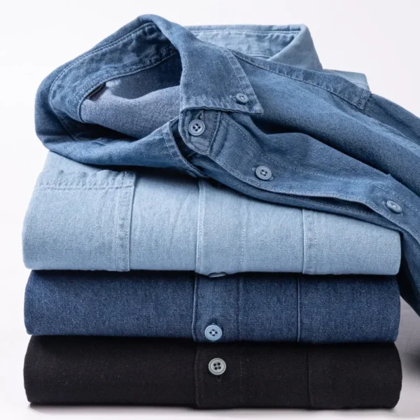 Denim Shirt Button Down Collar Long Sleeve Casual Vintage Versatile