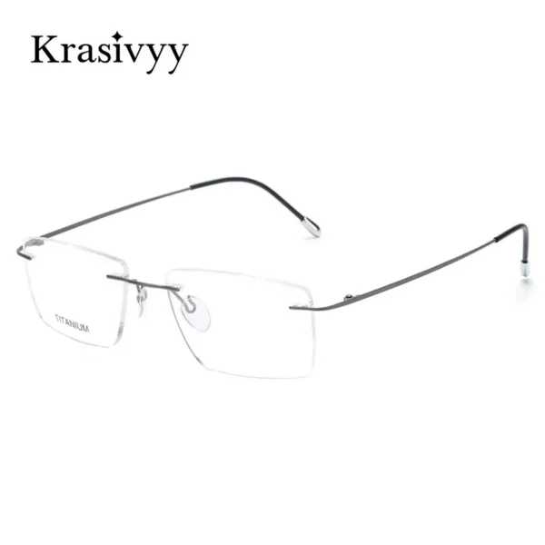 Krasivyy التيتانيوم النظارات الإطار الرجال 2024 جديد الأوروبية تصميم مربع بدون شفة وصفة النظارات إطار نظارات للنساء