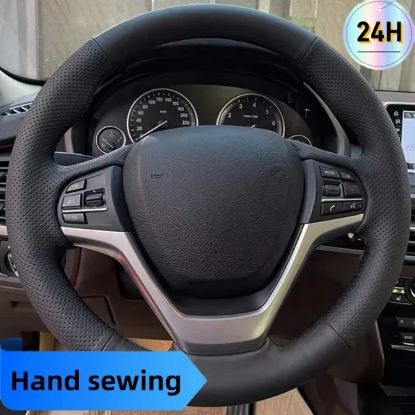 اكسسوارات السيارات لسيارات BMW X5 F15 2013 2014-2018 X6 F16 2015 -2019 اليد غرزة ستوكات الجلود جديلة غطاء عجلة توجيه سيارة
