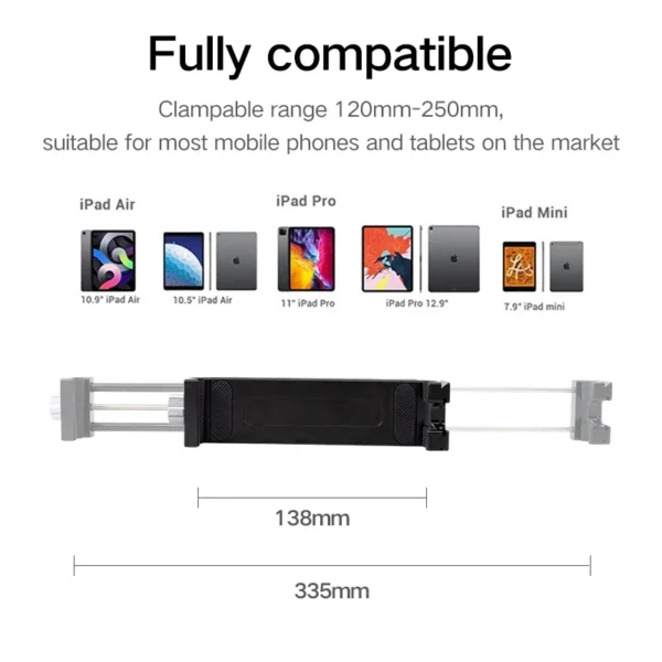 Cimapro CP-12S Universal Aluminum Tablet Tripod Mount for size 135MM-335MM iPad With 1/4 Screw Cold Shoe for Fill Light - Image 2