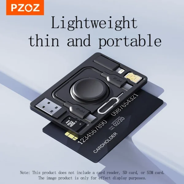 PZOZ For Apple Watch Charger iWatch Charging Portable Card Holder with USB C A to Lightning Type Cable SIM Adapter Storage - Image 2