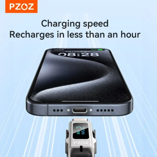⁦PZOZ 4 in 1 140W PD USB C Cable Digital Display Fast Charging For iPhone 16 15 14 Pro Max MacBook iPad USB Type C Cord Charger⁩ - الصورة ⁦3⁩