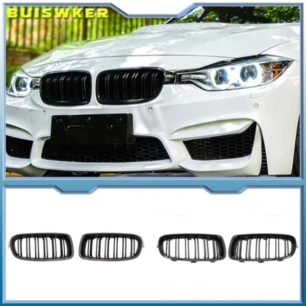 عالية الجودة ABS تصفيف السيارة الجبهة الكلى مصبغة المزدوج شرائح مصبغة لسيارات BMW F30 F31 F35 2012-2018 320i 325i 328i اكسسوارات السيارات