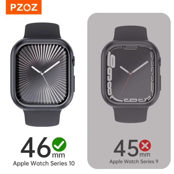 PZOZ Protective Screen Protector For Apple Watch S10 4 3 2 46mm 44mm 42mm 40mm Case Cover Full Protective Screen Protector Case - Image 2