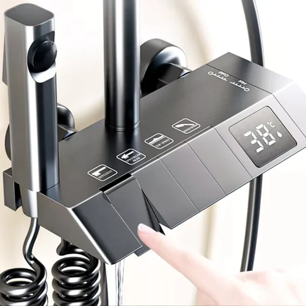 البيانو مفتاح دش مجموعة لنظام الحمام الحمام الذكي شاشة ديجيتال دش صنبور مجموعة LED دش مجموعات دش ساخن بارد - Image 2