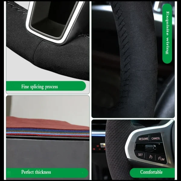 أسود جلد الغزال الأزرق ماركر عجلة القيادة يغطي لسيارات BMW M2 M3 F80 F82 M4 M5 F12 F13 M6 F85 F87 X5 X6 F33 F30 M الرياضة - Image 5