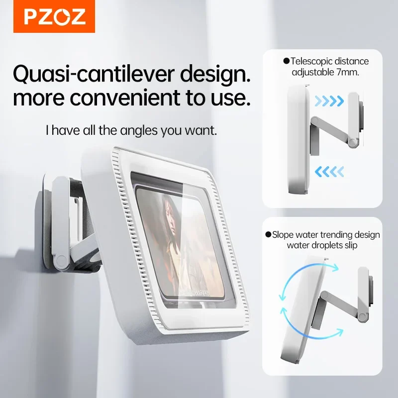PZOZ Shower Phone Holder On Wall Holder Bracket 6 Inch Rotation Phone Holder Waterproof Storage Box Case For Mobile Phone Holder - Image 4