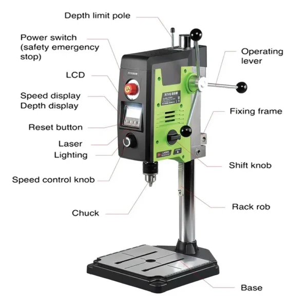 All368 800 واط متغير السرعة منضدة الحفر الصحافة ماكينة حفر مع الليزر و Worklight BG-518801 - Image 2
