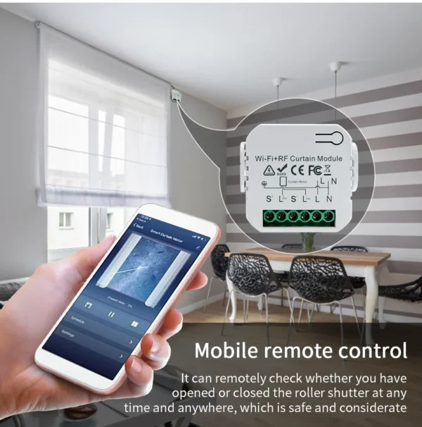 ⁦Tuya Smart Life WiFi ستارة كهربائية أعمى التبديل التتابع مع RF433 Mhz التحكم عن بعد مصراع الأسطوانة الكهربائية جوجل المنزل اليكسا⁩ - الصورة ⁦4⁩
