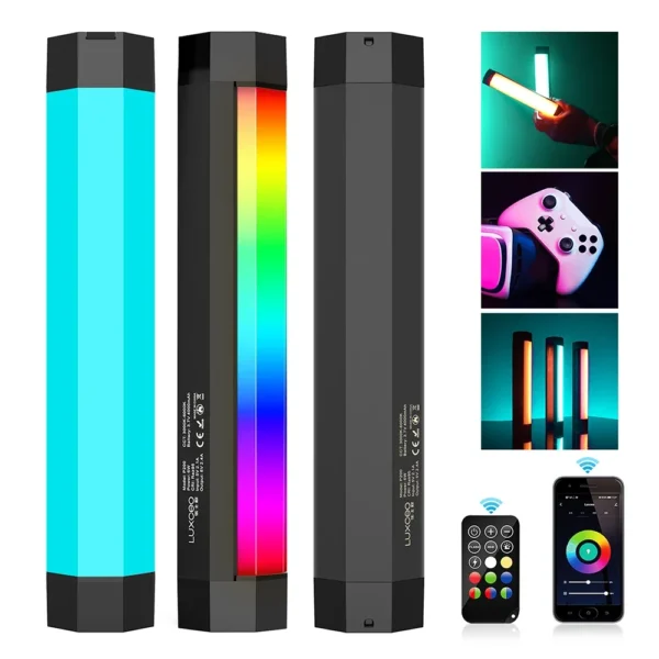 LUXCEO P200 RGB الفيديو الضوئي أنبوب يده LED التصوير مصباح ملون CRI 95 + 3000K-6000K صور مدونة فيديو الإضاءة - Image 2
