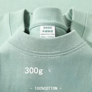 Men Clothing Summer Cotton 300grams Pure Cotton Short Sleeves T-shirt Men Casual Base Top Oversized T Shirt<span> - </span>300G light Green, L