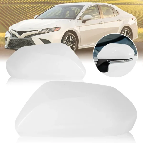 Pearl White Glossy Black Side Wing Rearview Mirror Cover Cap for Toyota Camry 2018 2019 2020 2021 2022 2023 87915-06130 8-Buckle