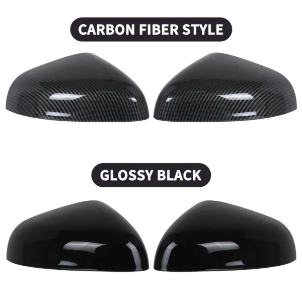 Side Wing Rear View Mirror Cover Cap Glossy Black/Carbon Fiber Style for Ford Fiesta MK8 Puma 2018 2019 2020 2021 2022 2023 2024 - Image 5