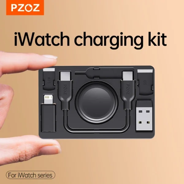 PZOZ For Apple Watch Charger iWatch Charging Portable Card Holder with USB C A to Lightning Type Cable SIM Adapter Storage - Image 6