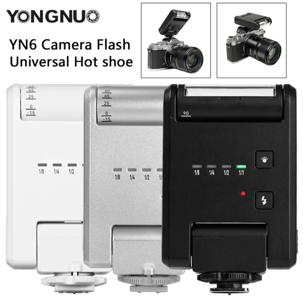 YONGNUO YN6 فلاش كاميرا صغير Speedlite مدمج في الحذاء الساخن جبل لسوني كانون نيكون باناسونيك أوليمبوس DSLR كاميرا ومضات