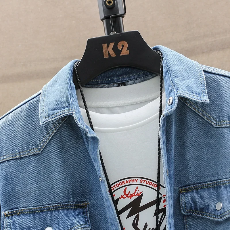 2025 Autumn New style high quality Denim shirts Men's fashion Casual Long Sleeve Jeans Shirt Solid Color Shirt men size M-XXXL - الصورة 5