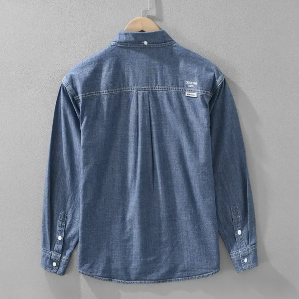 2025 Spring New Pure Cotton Loose Cargo Denim Shirts for Men Clothing Casual Streetwear Men Tops CM7596 - Image 2