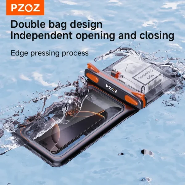 PZOZ Full View Transparent Phone Case Waterproof Phone Pouch Drift Diving Swimming Bag For Phone Water Sports Beach Pool 6 inch - Image 4