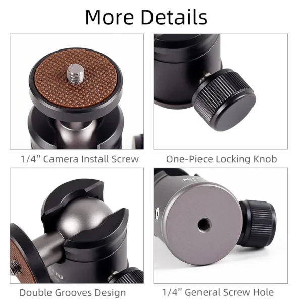 XILETU MT26 Metal Mini Ball Head 1/4" Ball Head For Tripod DSLR Camera Tripod Mount 360 Rotating Mount Base Adapter - Image 4