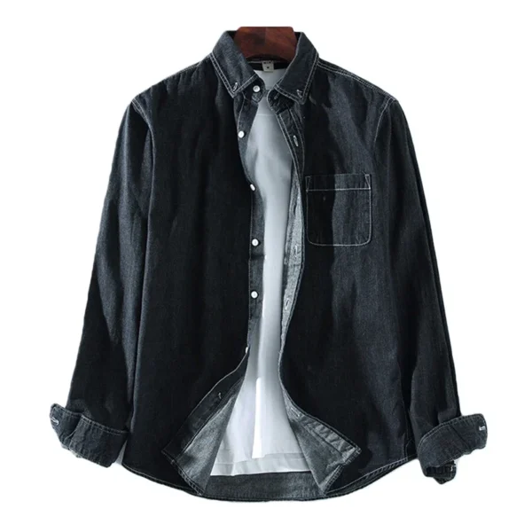 3 Colors 2025 New Men's Casual Denim Shirt Fashion Casual Cotton Slim Fit Cowboy Long Sleeve Shirt Male Brand Clothes - Image 5