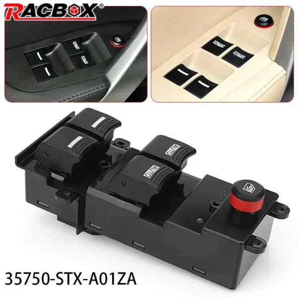 35750-STX-A01ZA Car Front Left Master Power Window Switch for Honda Acura MDX 2007-2013 Glass Lifting Up/Down Button Replacement