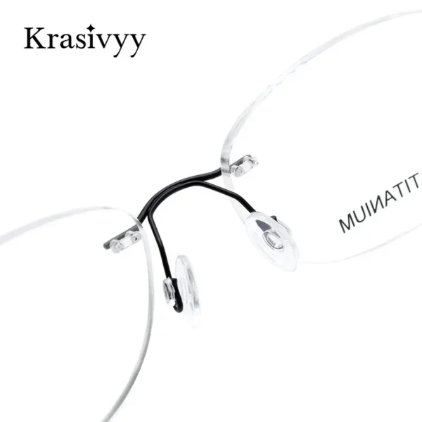 Krasivyy التيتانيوم النظارات الإطار الرجال 2024 جديد الأوروبية تصميم مربع بدون شفة وصفة النظارات إطار نظارات للنساء - Image 4