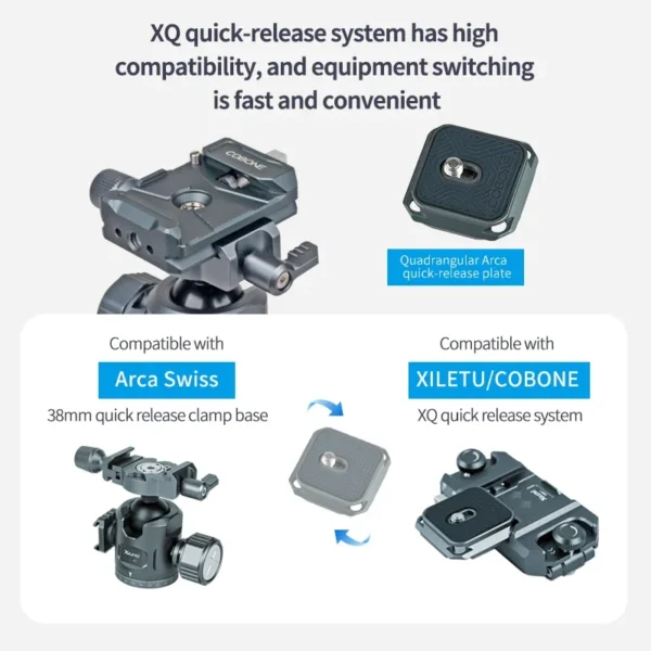 XILETU Portable Aluminum Alloy Travel Tripod 360° Panoramic Ball Head With Quick Release Cold Shoe Camera Tripod For DSLR Camera - Image 4