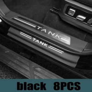 للجدار العظيم GWM Tank 400 2023 2024 باب السيارة الداخلي ترحيب عتبة أغطية جلد ملصقات اكسسوارات السيارات المعدلة<span> - </span>black