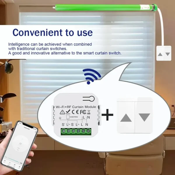 ⁦Tuya Smart Life WiFi ستارة كهربائية أعمى التبديل التتابع مع RF433 Mhz التحكم عن بعد مصراع الأسطوانة الكهربائية جوجل المنزل اليكسا⁩ - الصورة ⁦2⁩