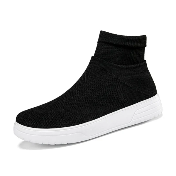 ⁦Men Thick Bottom Sneakers Autumn Couple New Non-slip Sock Shoes Breathable Mesh Round Head Casual Running High-top Flats Women⁩ - الصورة ⁦4⁩