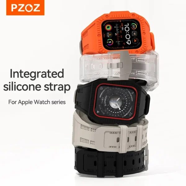 PZOZ Watch bands with Frame For Apple Watch 8 7 6 5 SE 4 44mm 45mm Wrist Strap For iWatch Series 8 7 6 Wristband Silicone Strap - Image 2