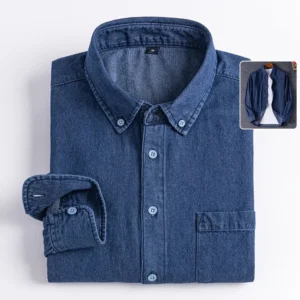 Denim Shirt Button Down Collar Long Sleeve Casual Vintage Versatile