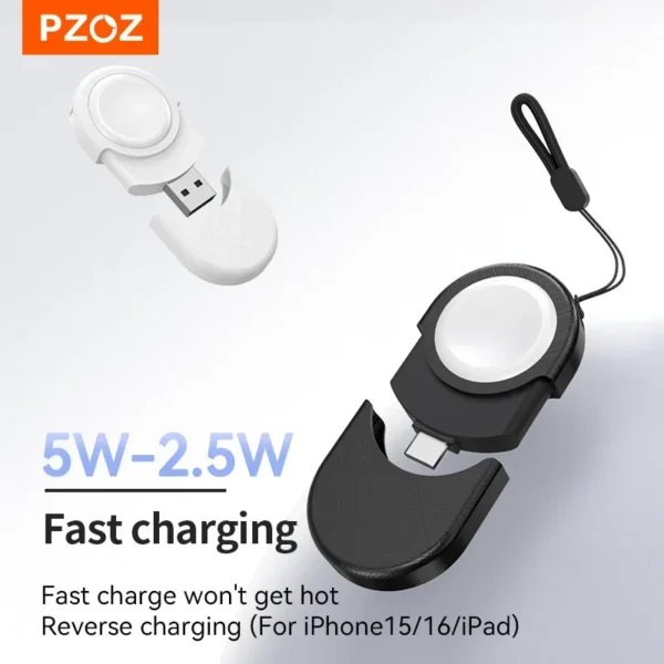 PZOZ Portable Wireless Charger For Apple Watch Ultra 10 9 8 7 SE 2 Apple Watch USB Type C Charger Magnetic Charging For iWatch - Image 6