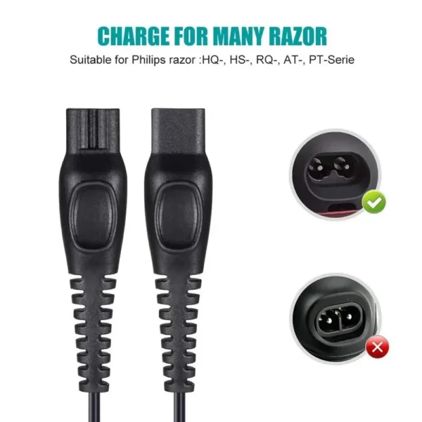 ⁦8V HQ850 Shaver Power Lead Charger For Philips Norelco One Blade QP2530 QP2630 QP2510 QP2531 Razor⁩ - الصورة ⁦3⁩